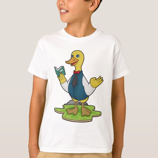 Ente als Lehrer mit Buch T-Shirt (Vorderseite)