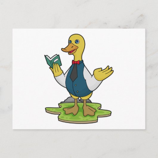 Ente als Lehrerin mit Buch Postkarte (Vorderseite)