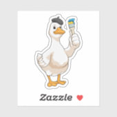 Ente als Maler mit Pinsel Aufkleber (Blatt)