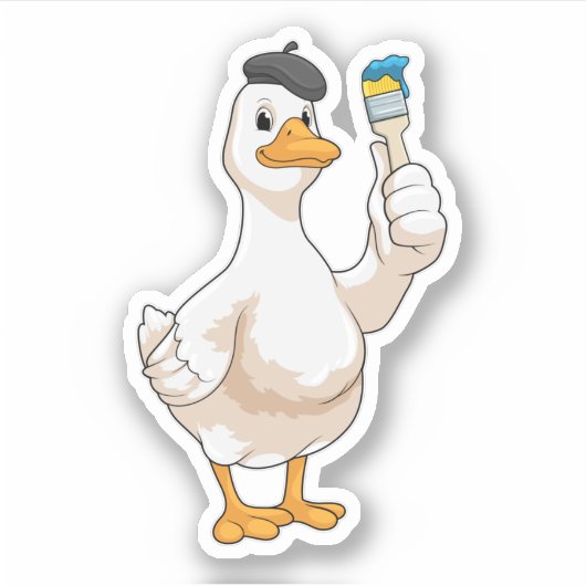 Ente als Maler mit Pinsel Aufkleber (Vorderseite)