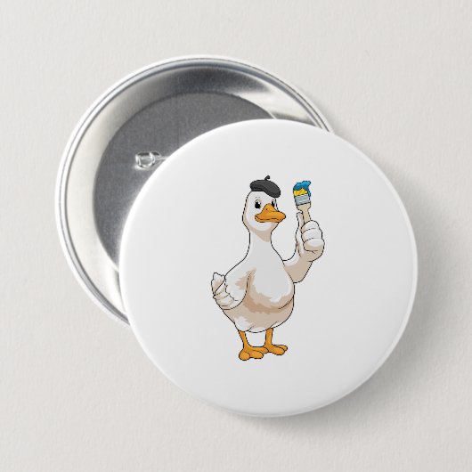 Ente als Maler mit Pinsel Button (Vorne & Hinten)