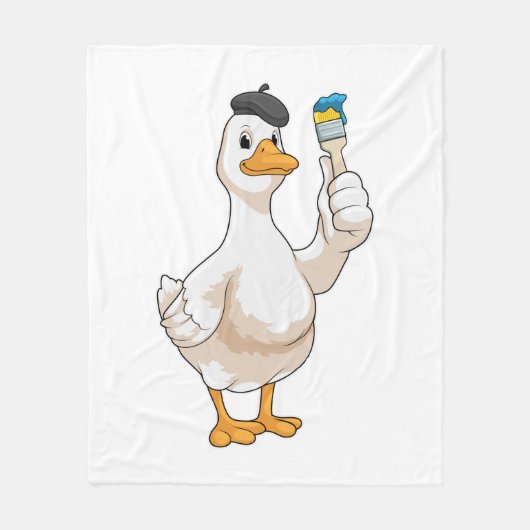 Ente als Maler mit Pinsel Fleecedecke (Vorderseite)