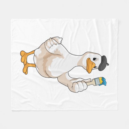 Ente als Maler mit Pinsel Fleecedecke (Vorderseite (Horizontal))