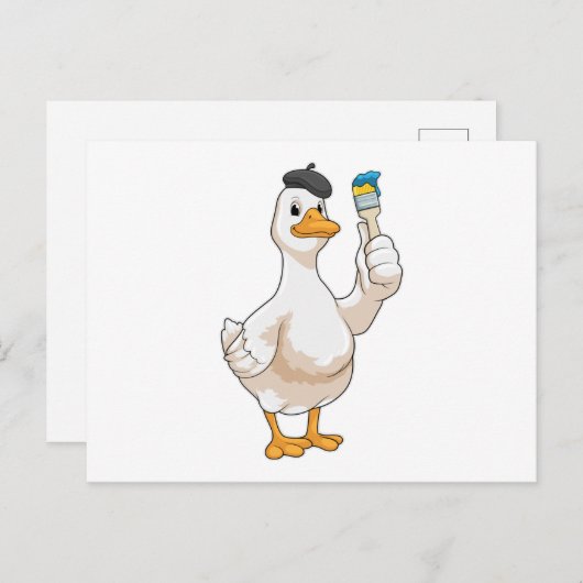 Ente als Maler mit Pinsel Postkarte (Vorne/Hinten)