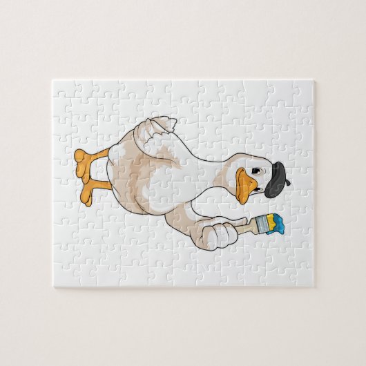 Ente als Maler mit Pinsel Puzzle (Horizontal)