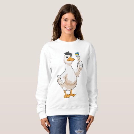 Ente als Maler mit Pinsel Sweatshirt (Vorne ganz)