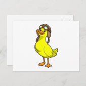 Ente als Pilot mit Cap & Goggles Postkarte (Vorne/Hinten)