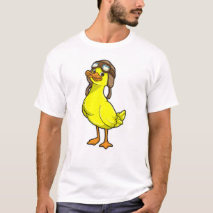Ente als Pilot mit Cap & Goggles T-Shirt