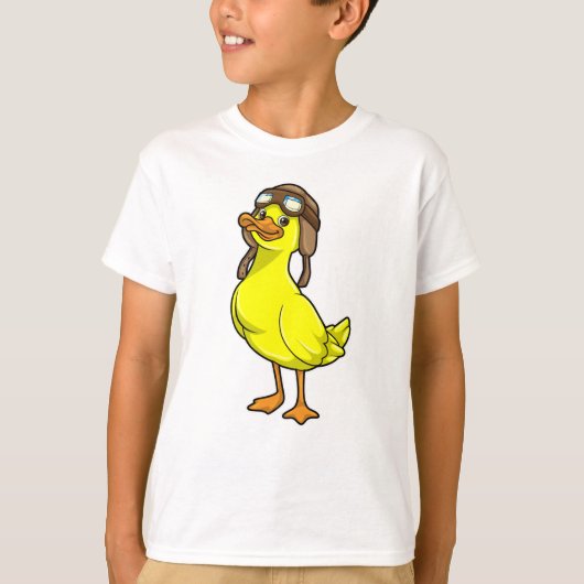 Ente als Pilot mit Cap & Goggles T-Shirt (Vorderseite)