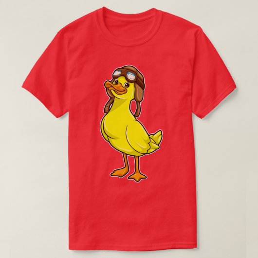 Ente als Pilot mit Cap Goggles T-Shirt (Design vorne)