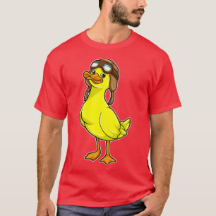 Ente als Pilot mit Cap Goggles T-Shirt