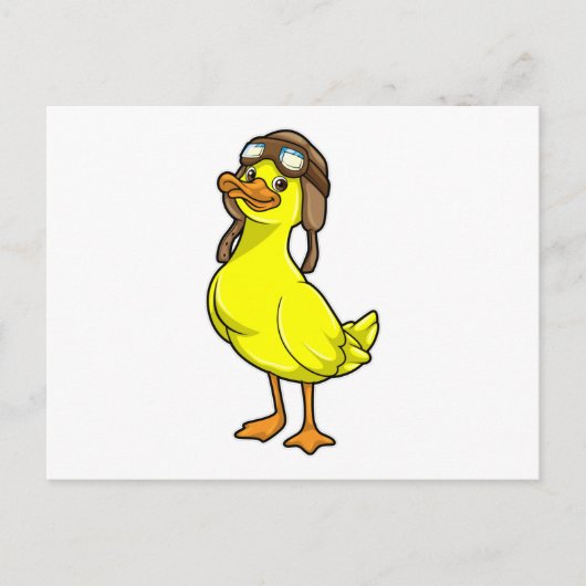 Ente als Pilot mit Kappe und Schutzbrille Postkarte (Vorderseite)