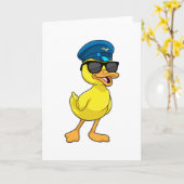 Ente als Pilot mit Pilotenhut Karte (Gelbe Blume)