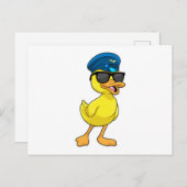 Ente als Pilot mit Pilotenhut Postkarte (Vorne/Hinten)
