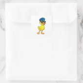 Ente als Pilot mit Pilotenhut Quadratischer Aufkleber (Tasche)