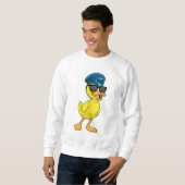 Ente als Pilot mit Pilotenhut Sweatshirt (Vorne ganz)