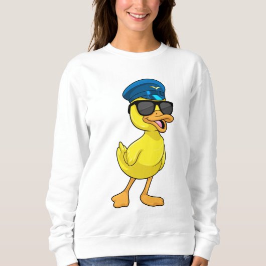Ente als Pilot mit Pilotenhut Sweatshirt (Vorderseite)