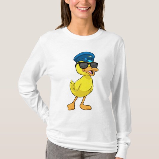 Ente als Pilot mit Pilotenhut T-Shirt (Vorderseite)
