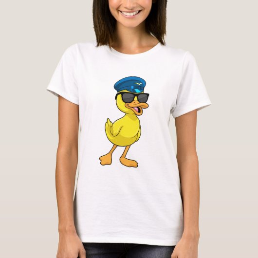 Ente als Pilot mit Pilotenhut T-Shirt (Vorderseite)