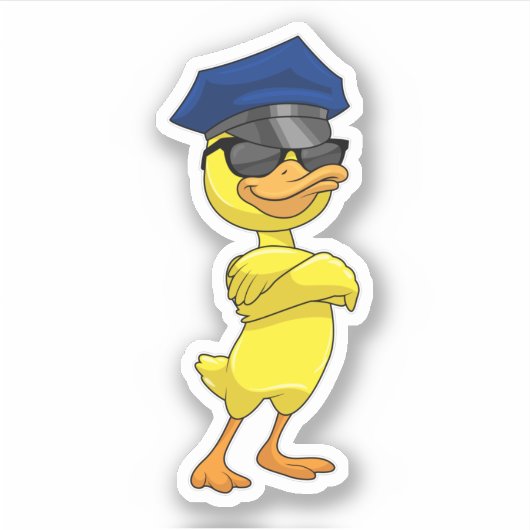 Ente als Polizeibeamter mit Polizeischutz Aufkleber (Vorderseite)