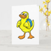 Ente als Schüler mit Rucksack Karte (Gelbe Blume)