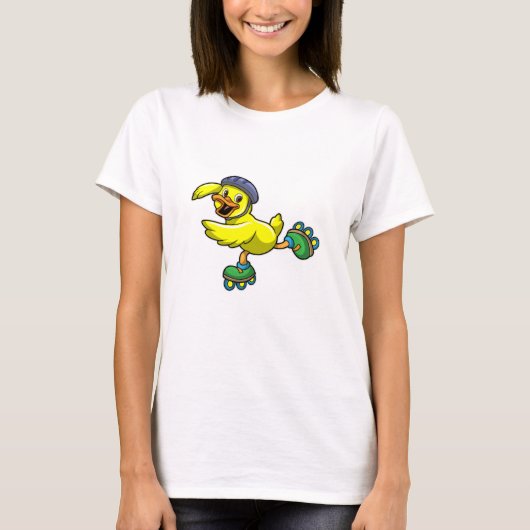 Ente als Skater mit Inline Skate & Helmet T-Shirt (Vorderseite)