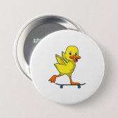 Ente als Skater mit Skateboard Button (Vorne & Hinten)