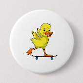 Ente als Skater mit Skateboard Button (Vorderseite)