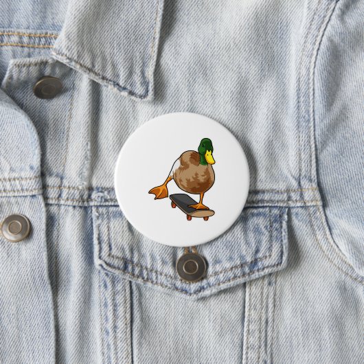 Ente als Skater mit Skateboard Button (Beispiel)