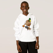 Ente als Skater mit Skateboard Hoodie (Vorne ganz)