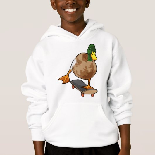 Ente als Skater mit Skateboard Hoodie (Vorderseite)