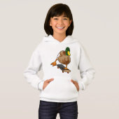 Ente als Skater mit Skateboard Hoodie (Vorne ganz)