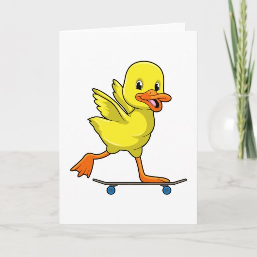 Ente als Skater mit Skateboard Karte (Vorderseite)