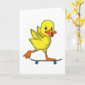 Ente als Skater mit Skateboard Karte (Gelbe Blume)