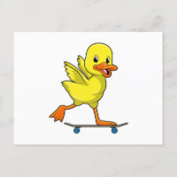 Ente als Skater mit Skateboard
