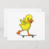 Ente als Skater mit Skateboard Postkarte (Vorne/Hinten)