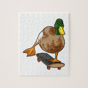 Ente als Skater mit Skateboard Puzzle