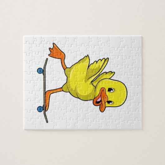 Ente als Skater mit Skateboard Puzzle (Horizontal)