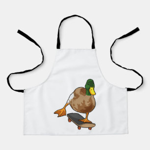 Ente als Skater mit Skateboard Schürze