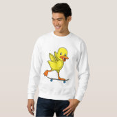 Ente als Skater mit Skateboard Sweatshirt (Vorne ganz)