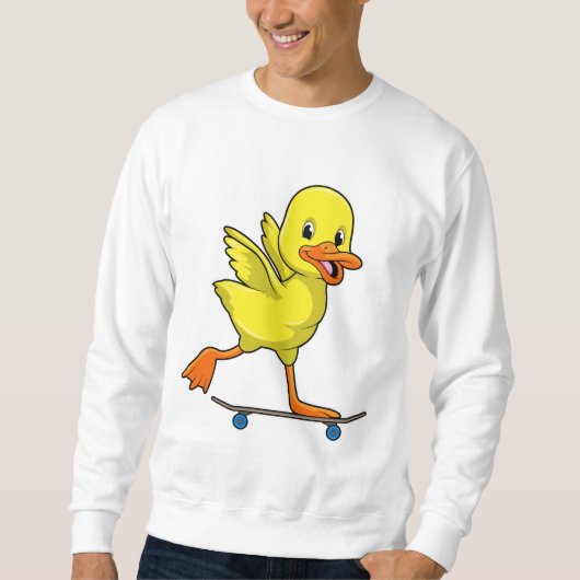 Ente als Skater mit Skateboard Sweatshirt (Vorderseite)