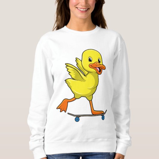 Ente als Skater mit Skateboard Sweatshirt (Vorderseite)