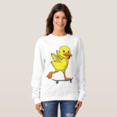 Ente als Skater mit Skateboard Sweatshirt (Vorne ganz)