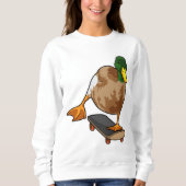 Ente als Skater mit Skateboard Sweatshirt (Vorderseite)
