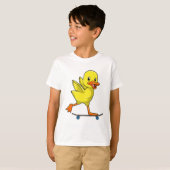 Ente als Skater mit Skateboard T-Shirt (Vorne ganz)