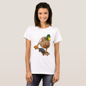 Ente als Skater mit Skateboard T-Shirt (Vorne ganz)