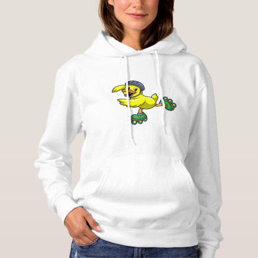 Ente als Skater mit Skaten & Helmet Hoodie (Vorderseite)