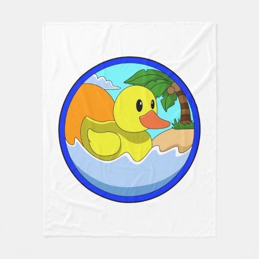 Ente am Strand mit Palmen.PNG Fleecedecke (Vorderseite)