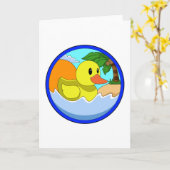 Ente am Strand mit Palmen.PNG Karte (Gelbe Blume)