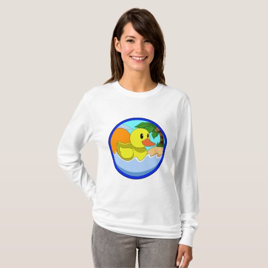 Ente am Strand mit Palmen.PNG T-Shirt (Vorne ganz)